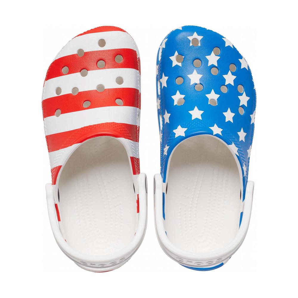 Blue Men's Crocs Classic American Flag Clogs | NZ 0795GSOL